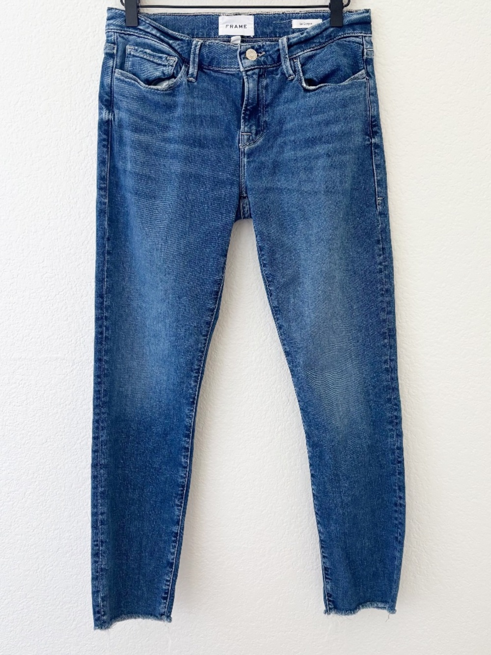 Frame Le Garcon medium dark wash denim jeans size 25 EUC organic cotton blend